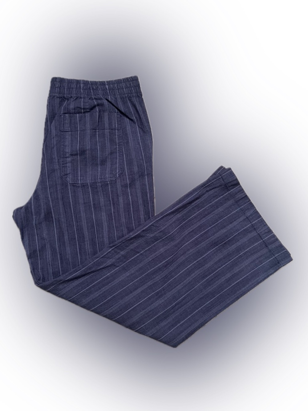 LL Bean Favorite Fit Pants cotton striped navy - Picture 4 of 14